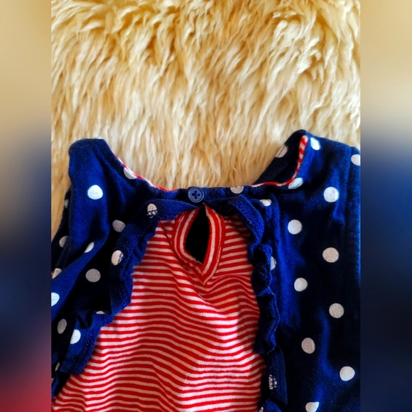 Carters  Child of Mines Girl's Dress Red Blue Polka Dot Stripe 18 months Used 6x - Picture 8 of 10